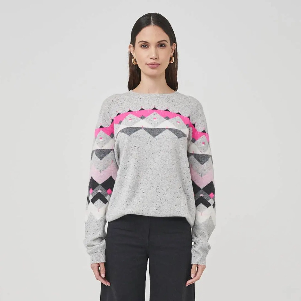 Brodie Cashmere Maglia Asymmetrical Diamond Print Sweater